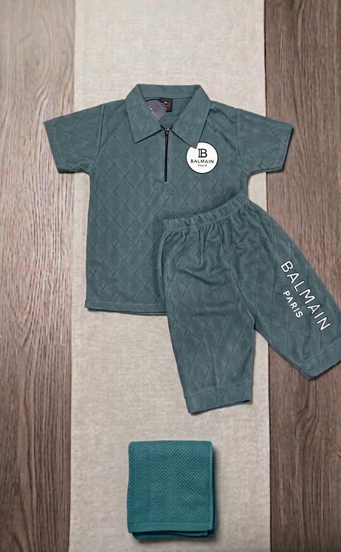Balmain Paris|| 2- piece Set - Beige & Sea Green Colours