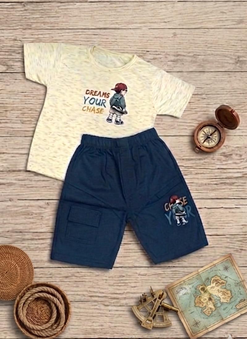 Kids "Dreams Your Chase" Graphic Tee & Cargo Shorts Set