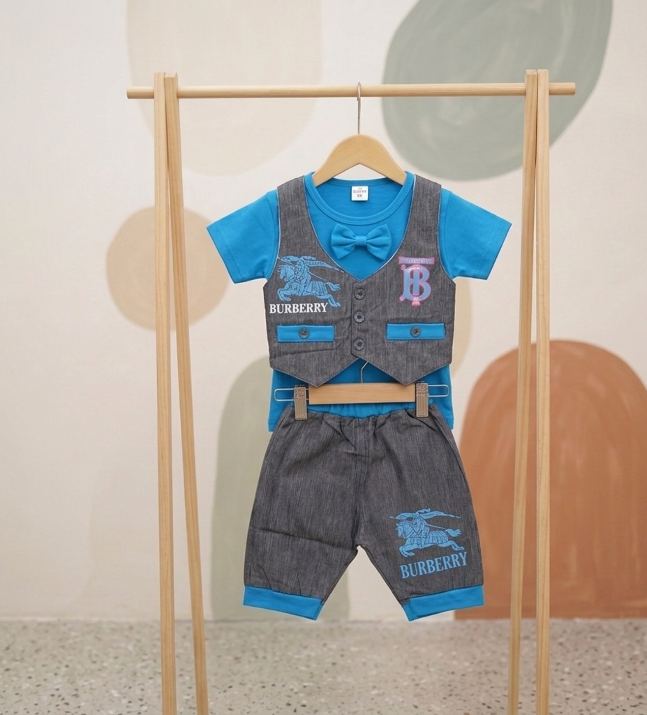 Kids' "Classic Gentleman" Vest & Shorts Set – 3 Vibrant Colours