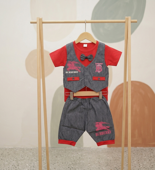 Kids' "Classic Gentleman" Vest & Shorts Set – 3 Vibrant Colours