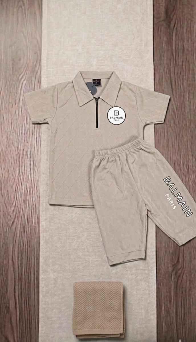 Balmain Paris|| 2- piece Set - Beige & Sea Green Colours