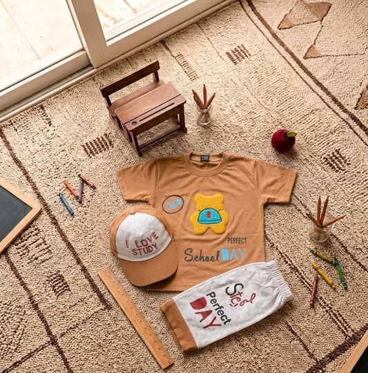 Kids' "Smart Learner" 3-Piece Summer Set (with Matching Cap)
