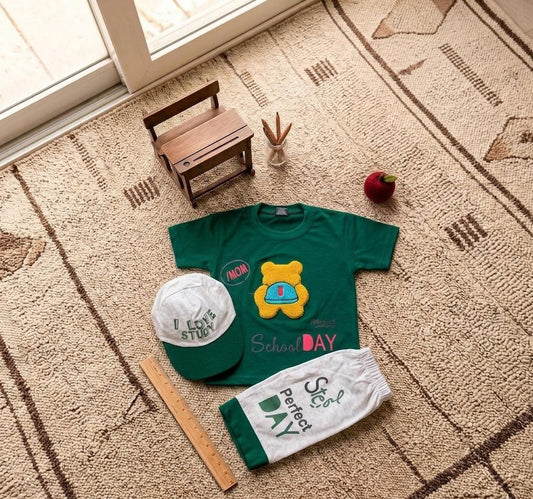Kids'"Smart Learner" 3-Piece Summer Set (with Matching Cap)